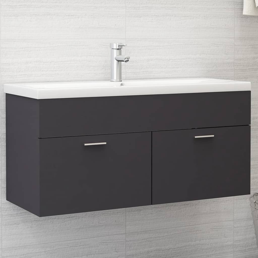 vidaXL Sink Cabinet Grey 100x38.5x46 cm Engineered Wood