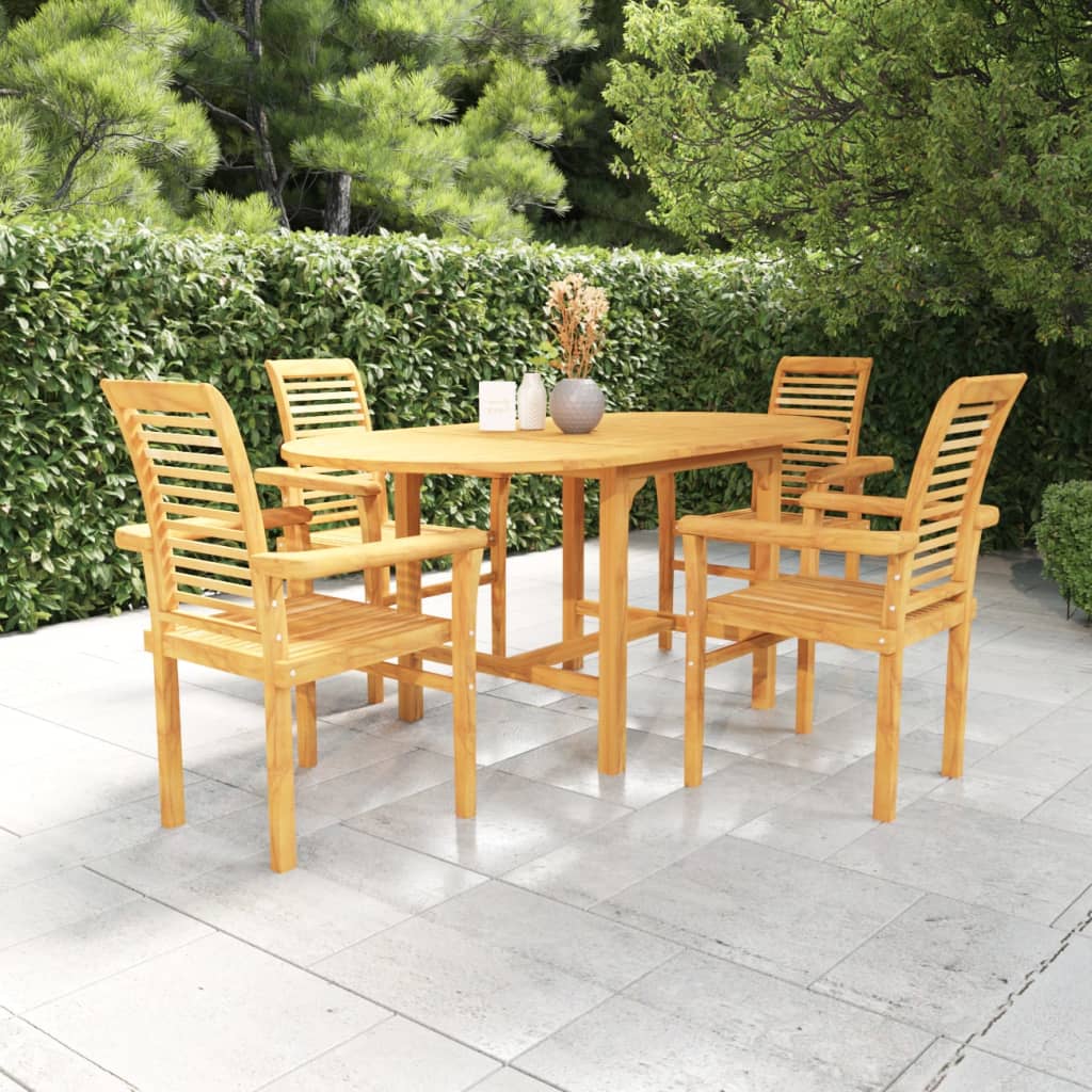 vidaXL 5 Piece Garden Dining Set Solid Teak Wood