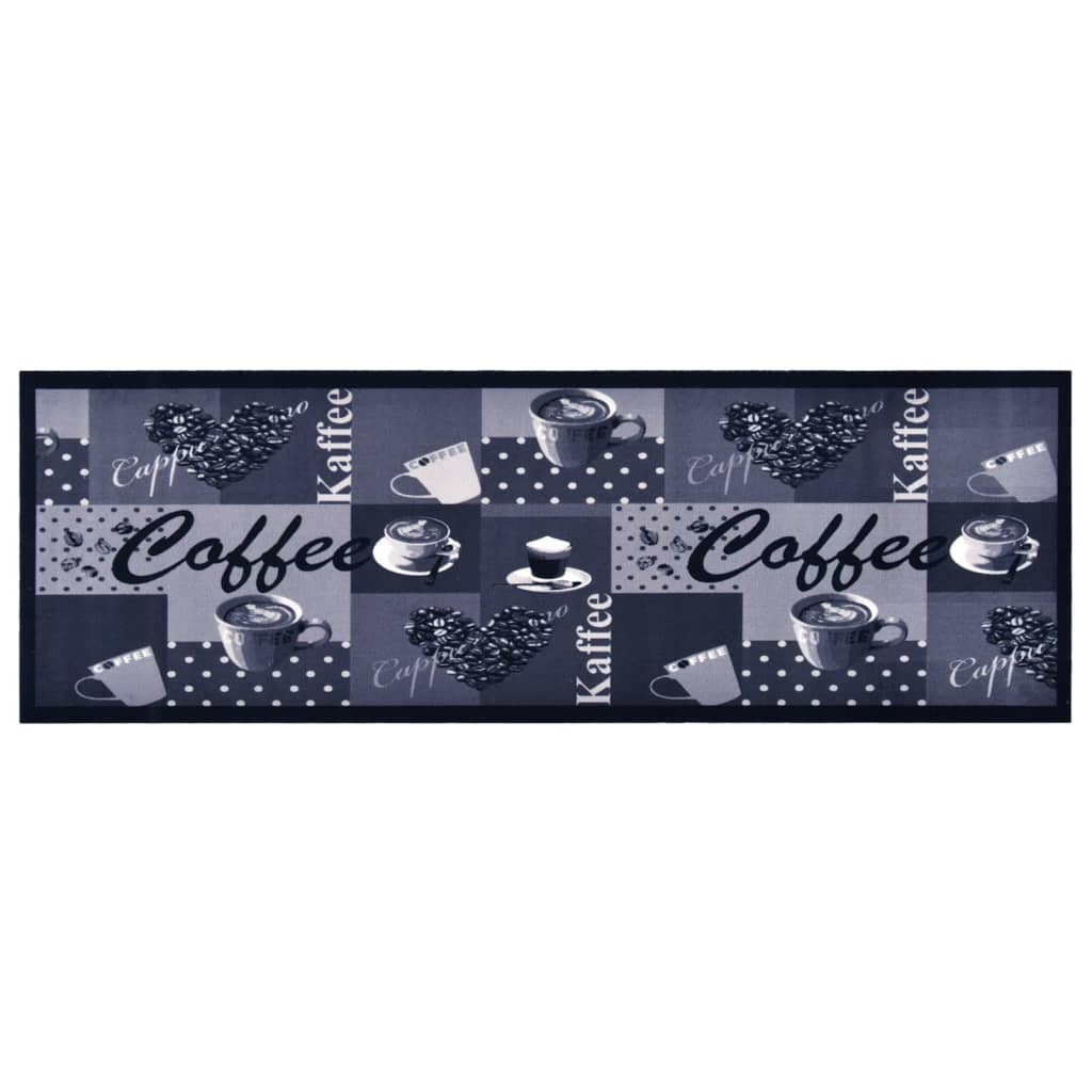 vidaXL Kitchen Carpet Washable Coffee Blue 60x180 cm