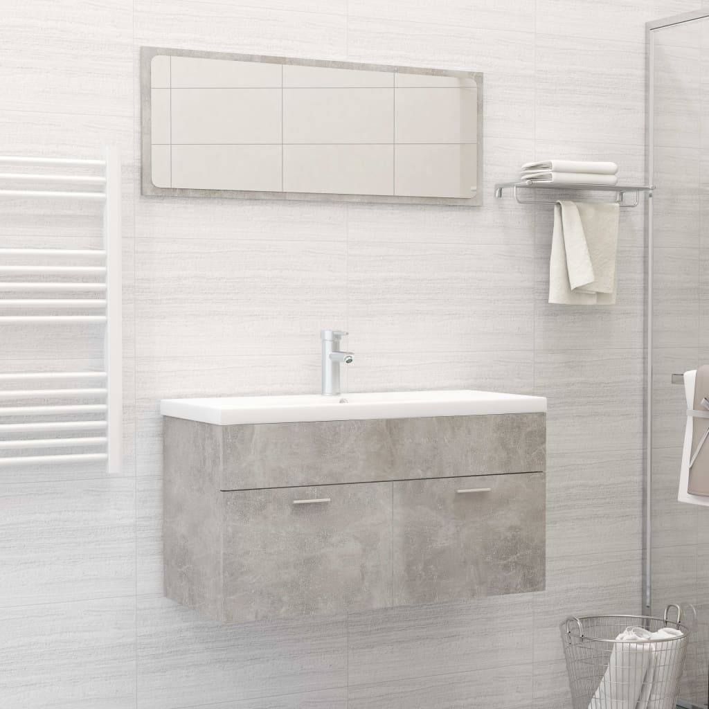 vidaXL 2 Piece Bathroom Furniture Set Concrete Grey Engineered Wood