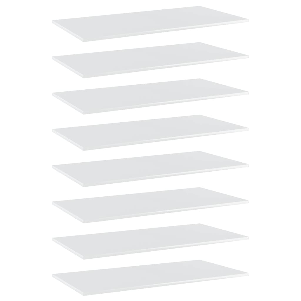 vidaXL Bookshelf Boards 8 pcs High Gloss White 80x20x1.5 cm Engineered Wood