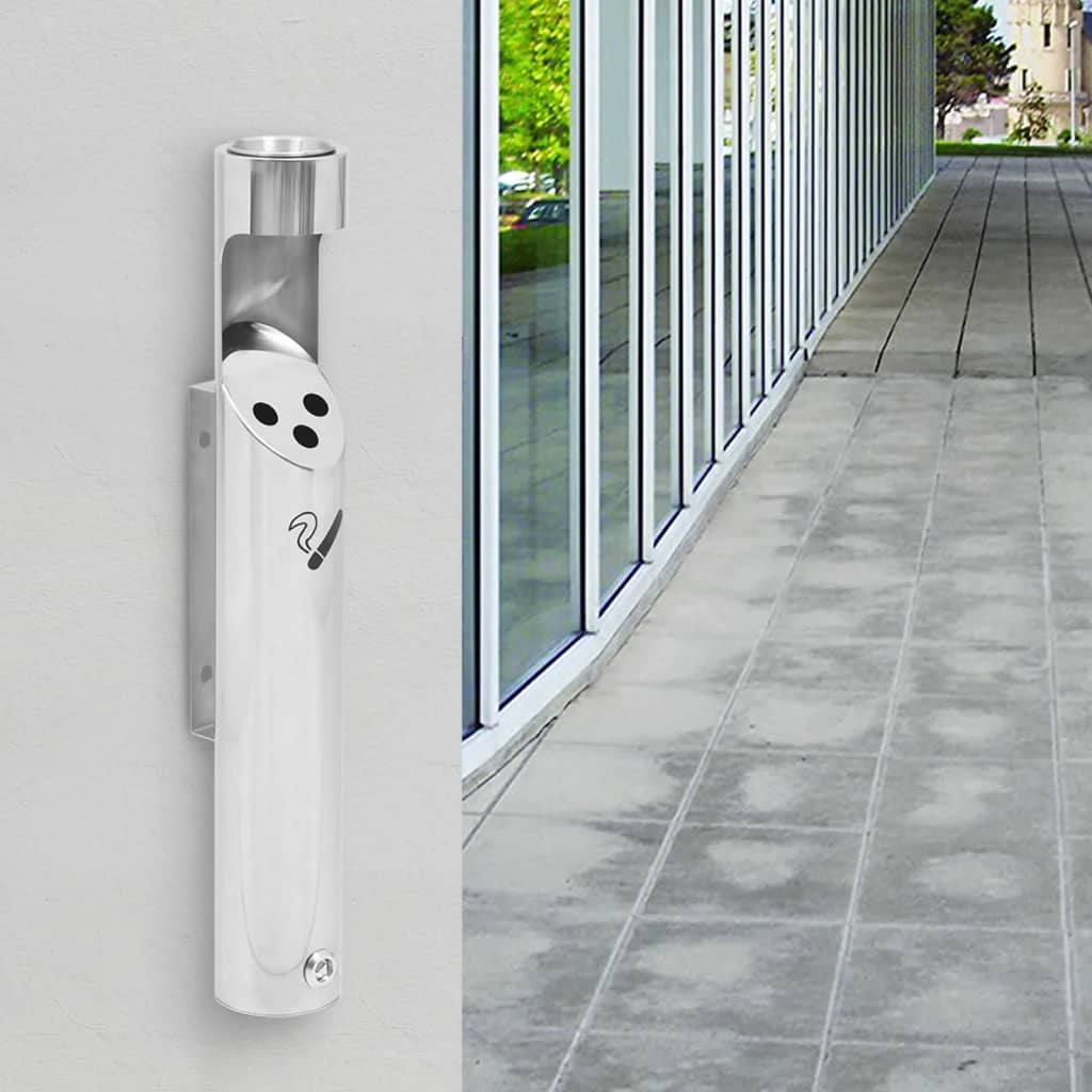 vidaXL Wall Mounted Ashtray Stainless Steel