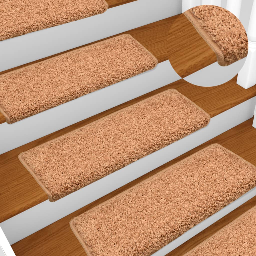 vidaXL Stair Mats 10 pcs 65x21x4 cm Brown
