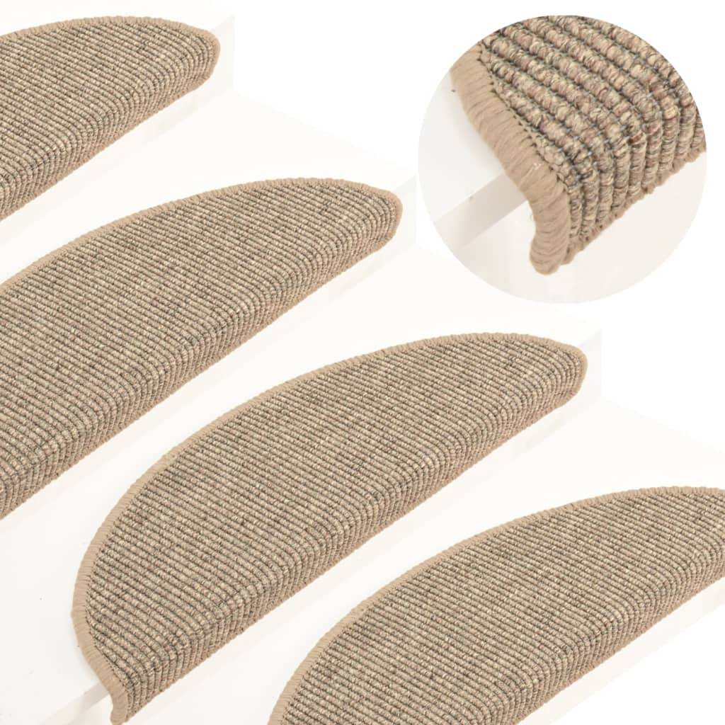 vidaXL Stair Mats Self-adhesive 15 pcs 56x17x3 cm Dark Beige