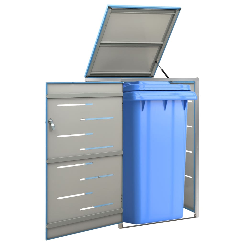 vidaXL Single Wheelie Bin Shed 69x77.5x115 cm Stainless Steel