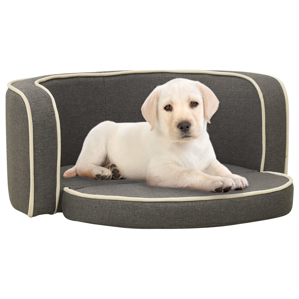 vidaXL Foldable Dog Sofa Grey 76x71x30 cm Linen Washable Cushion