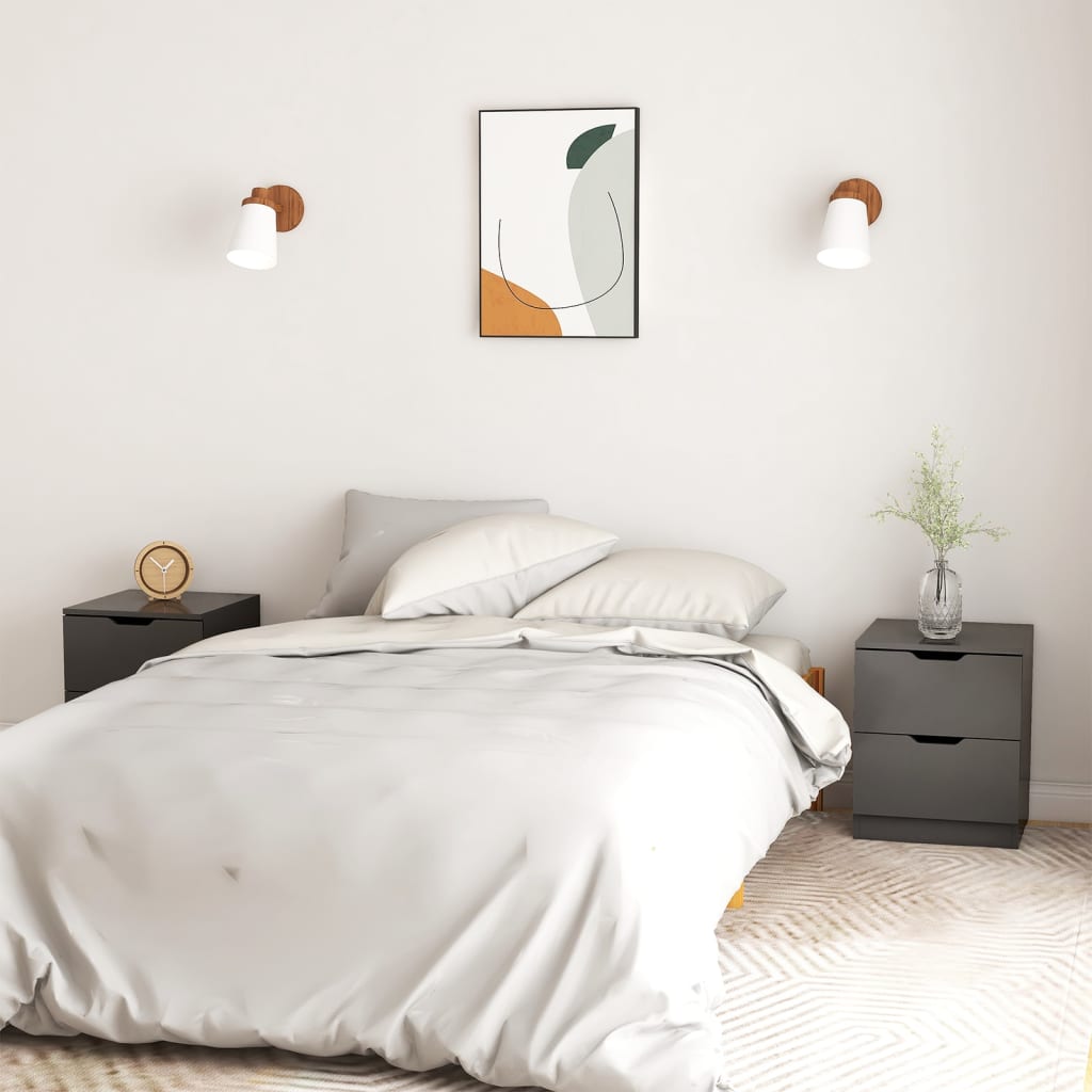 vidaXL Bedside Cabinets 2 pcs Grey 40x40x50 cm Engineered Wood