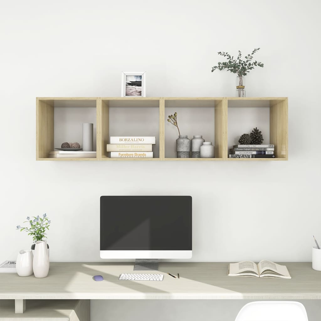 vidaXL Wall Cabinets 4 pcs White and Sonoma Oak 37x37x37 cm Engineered Wood