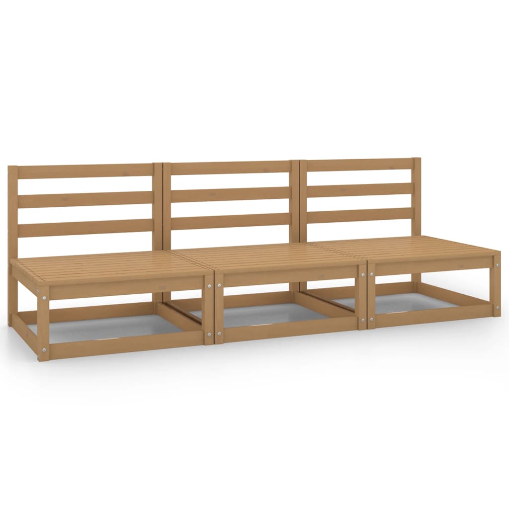 vidaXL Garden Middle Sofas 3 pcs Honey Brown Solid Wood Pine
