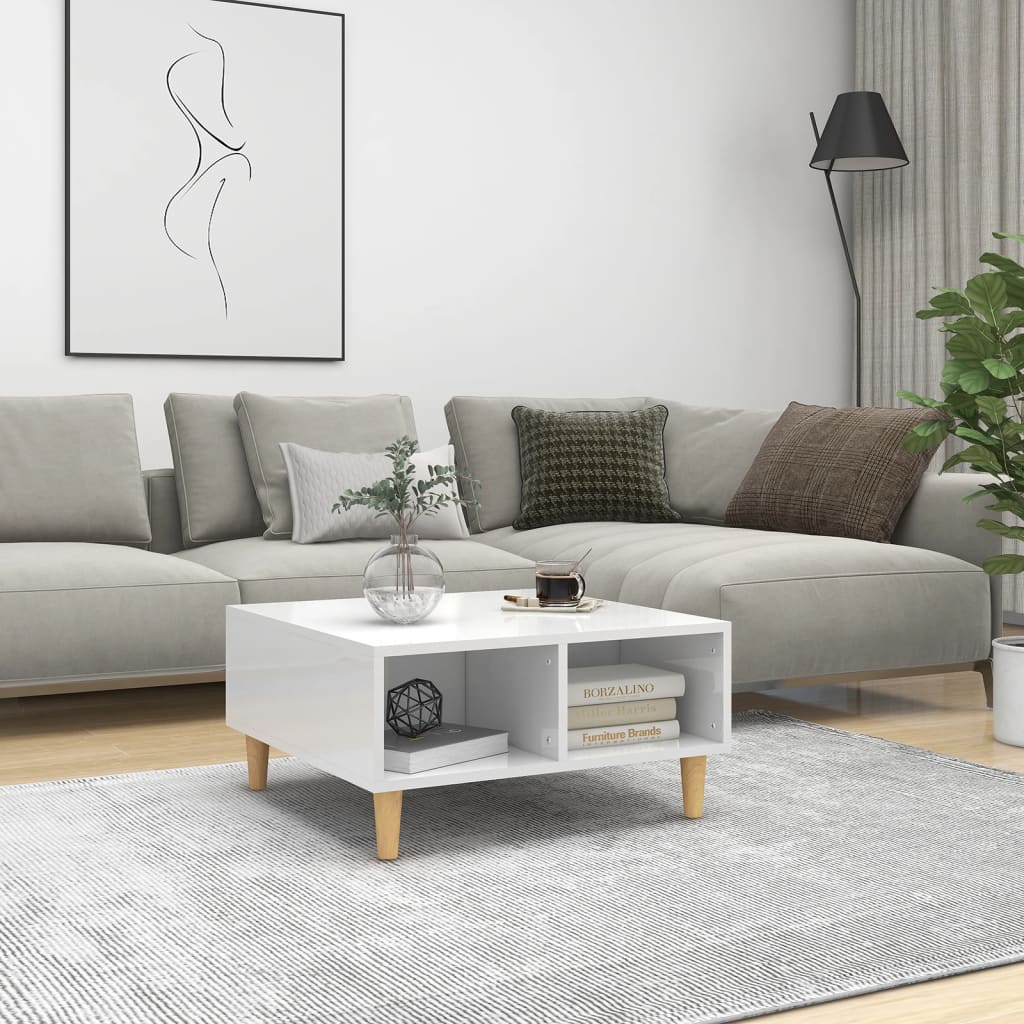 vidaXL Coffee Table High Gloss White 60x60x30 cm Engineered Wood
