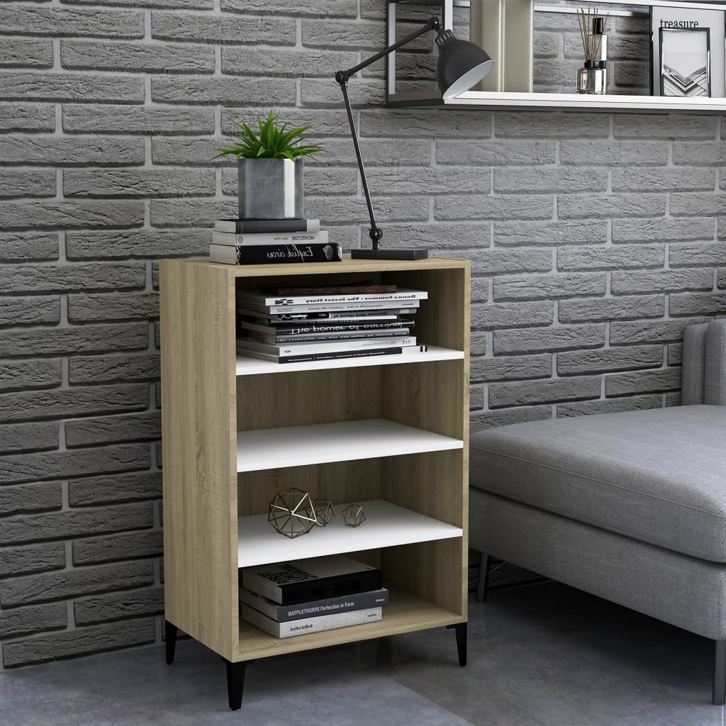 vidaXL Sideboard White and Sonoma Oak 57x35x90 cm Engineered Wood