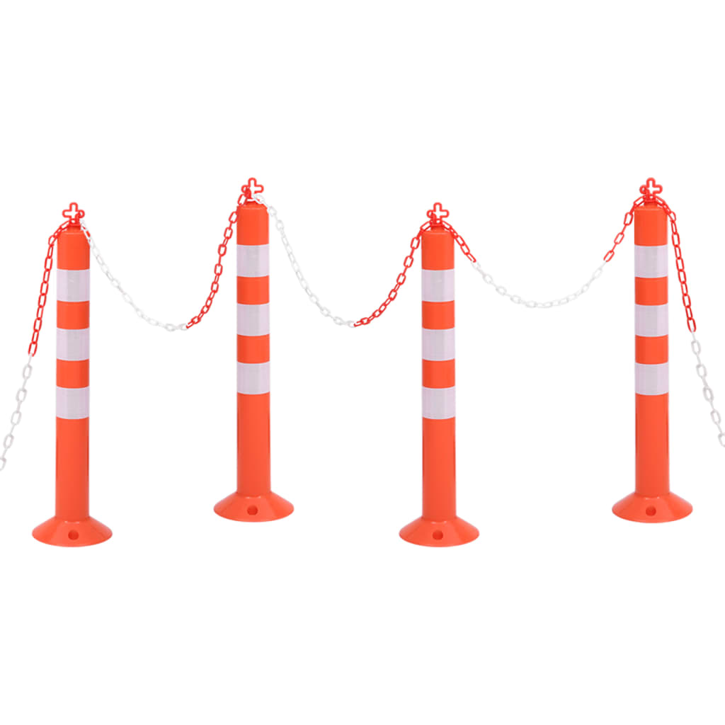 vidaXL Traffic Control Bollards 4 pcs with Chain 75 cm PE