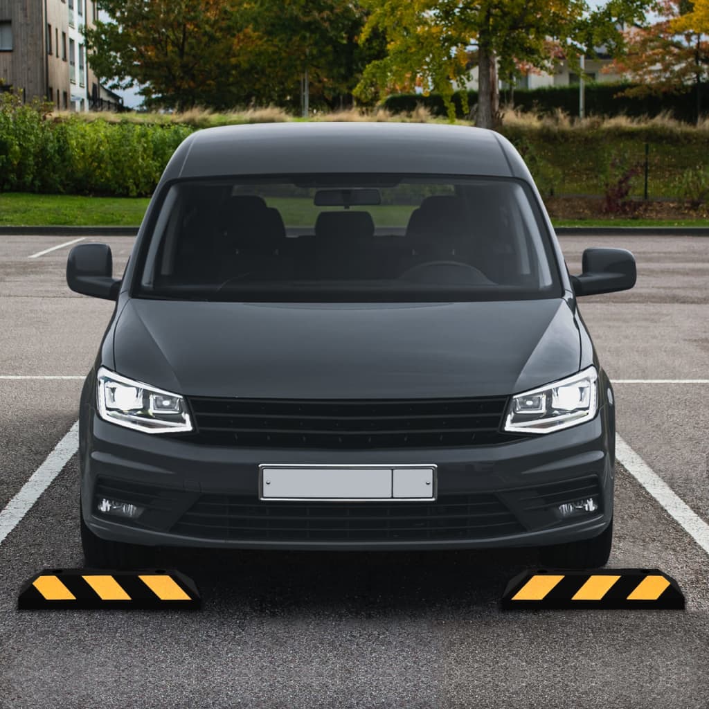 vidaXL Reflective Parking Blocks 2 pcs 56x15x10 cm Rubber