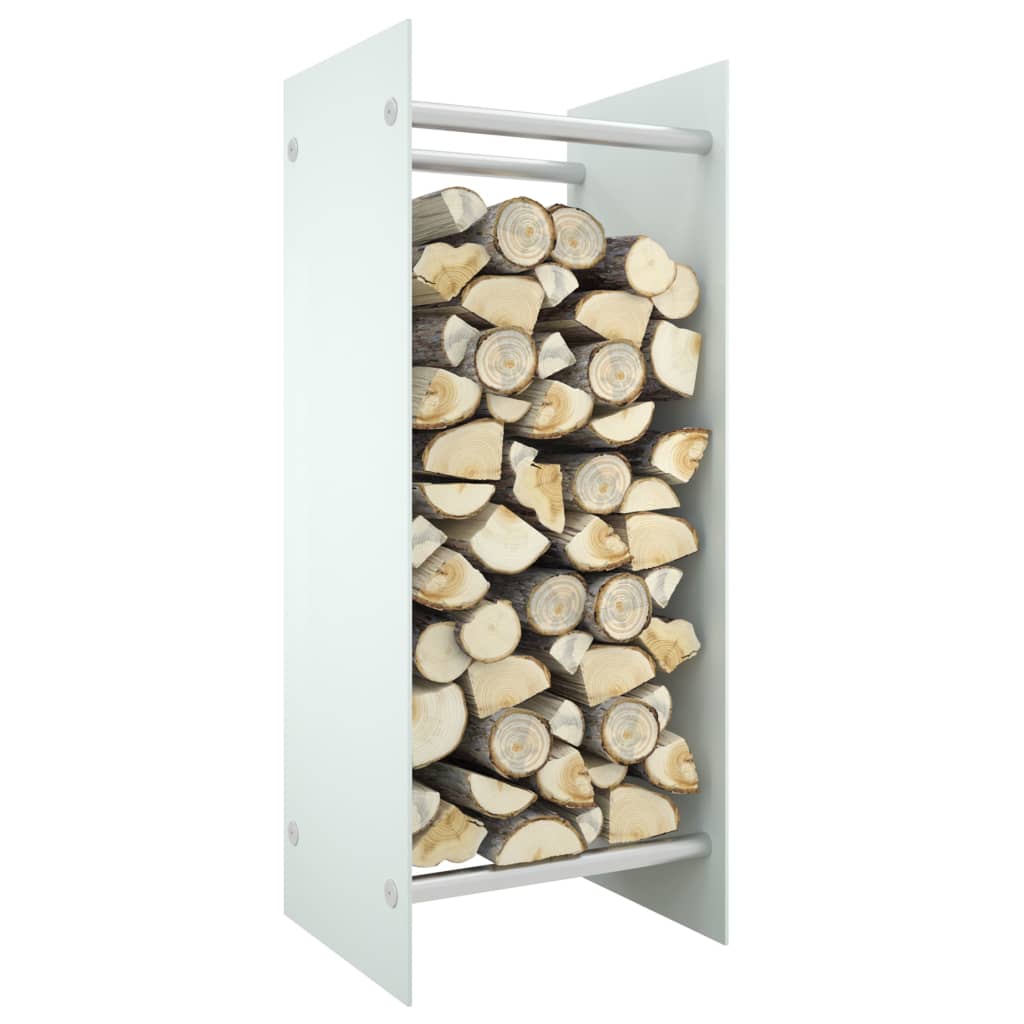 vidaXL Firewood Rack White 40x35x100 cm Tempered Glass