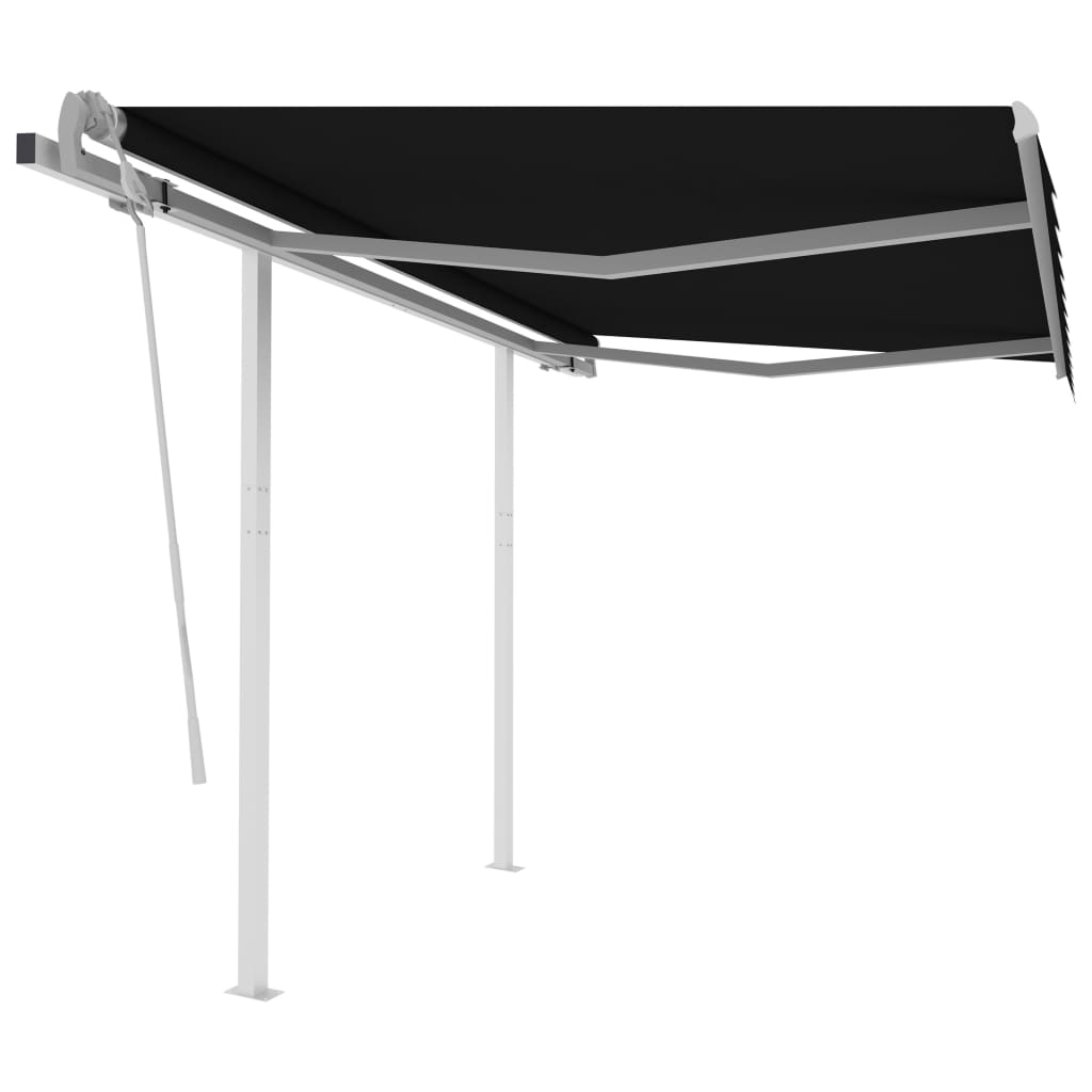 vidaXL Manual Retractable Awning with Posts 3.5x2.5 m Anthracite