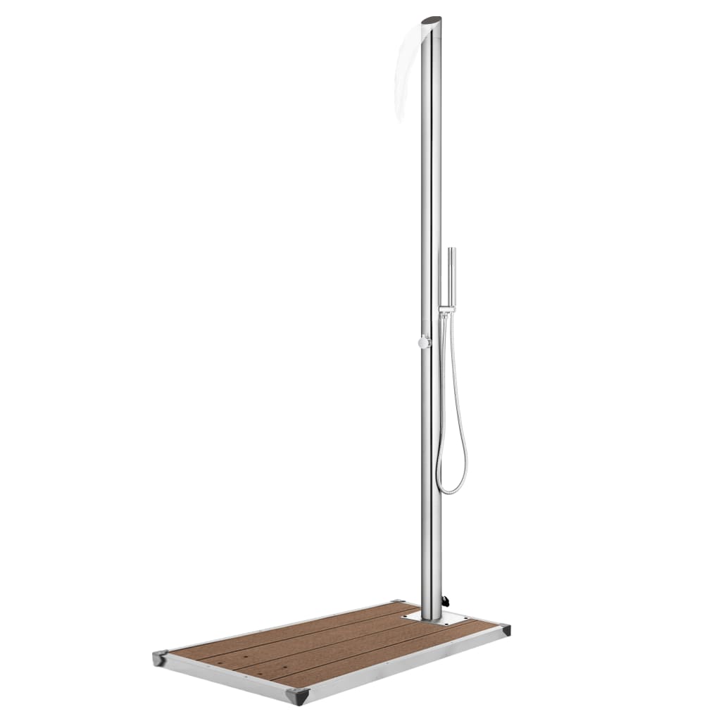 vidaXL Garden Shower with Brown Base 225 cm Stainless Steel