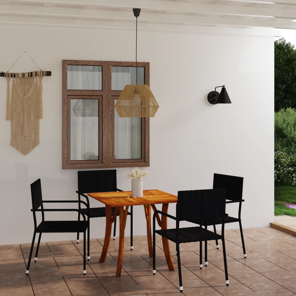 vidaXL 5 Piece Garden Dining Set Black