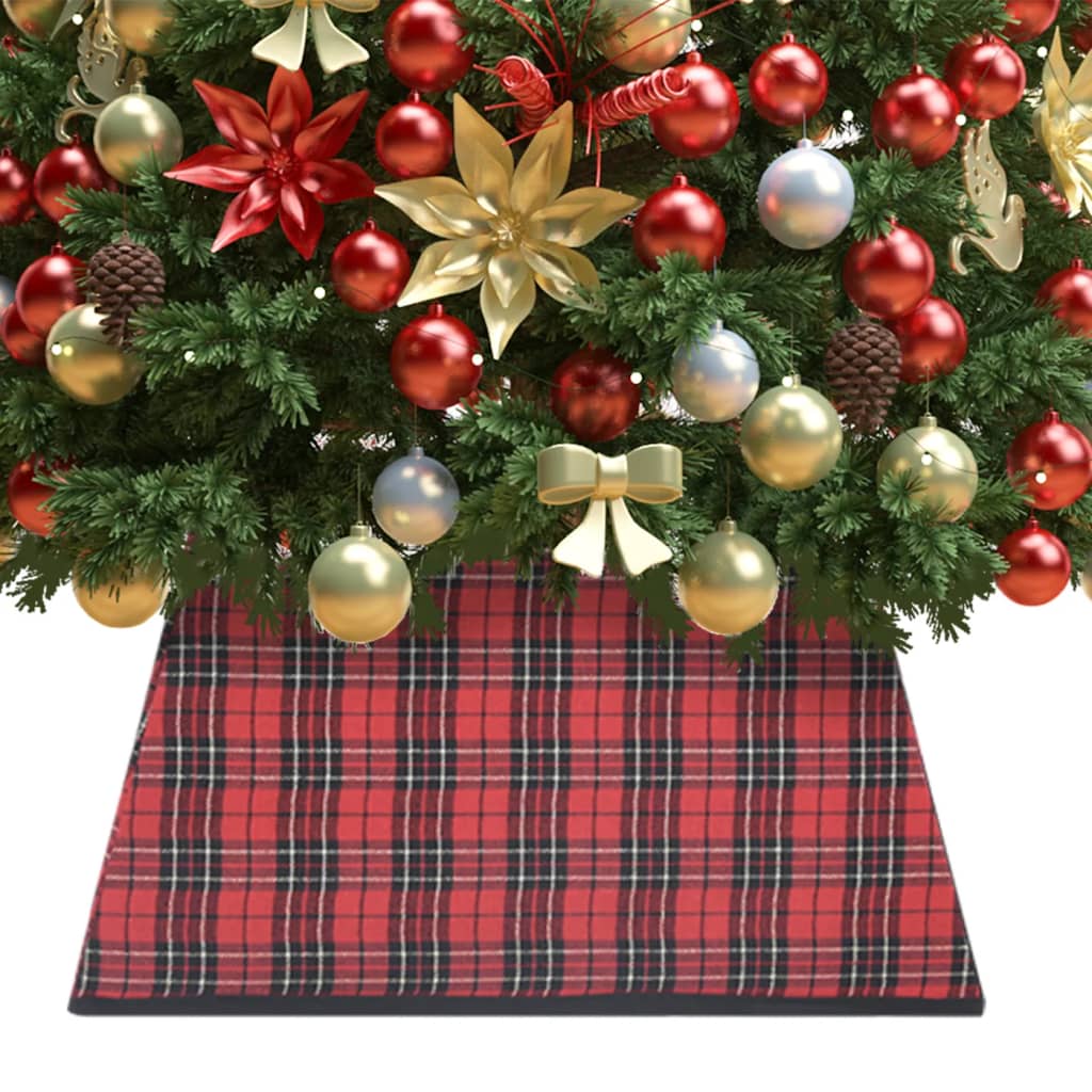 vidaXL Christmas Tree Skirt Red and Black 48x48x25 cm