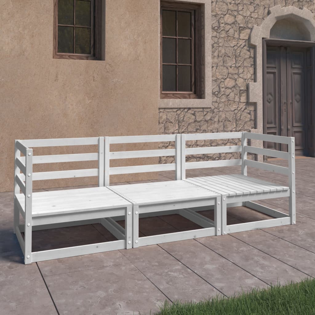 vidaXL Garden 3-Seater Sofa White Solid Pinewood