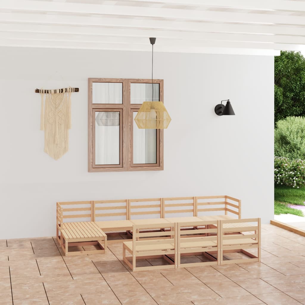 vidaXL 10 Piece Garden Lounge Set Solid Pinewood