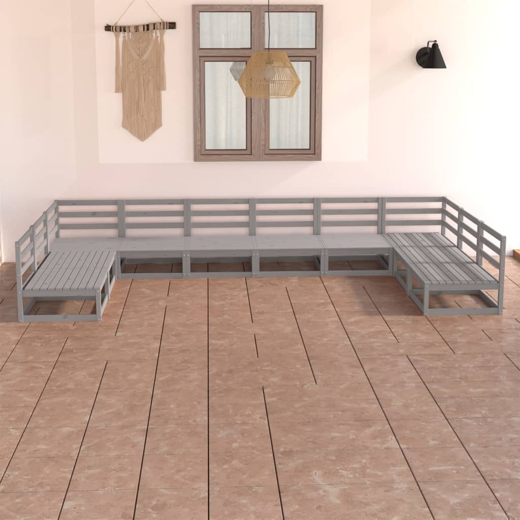vidaXL 10 Piece Garden Lounge Set Solid Pinewood