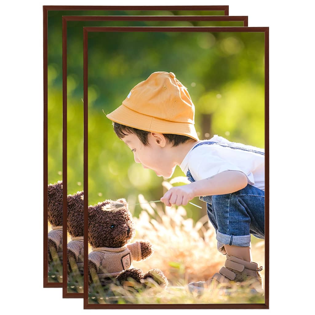 vidaXL Photo Frames Collage 3 pcs for Wall/Table Bronze 21x29.7 cm MDF