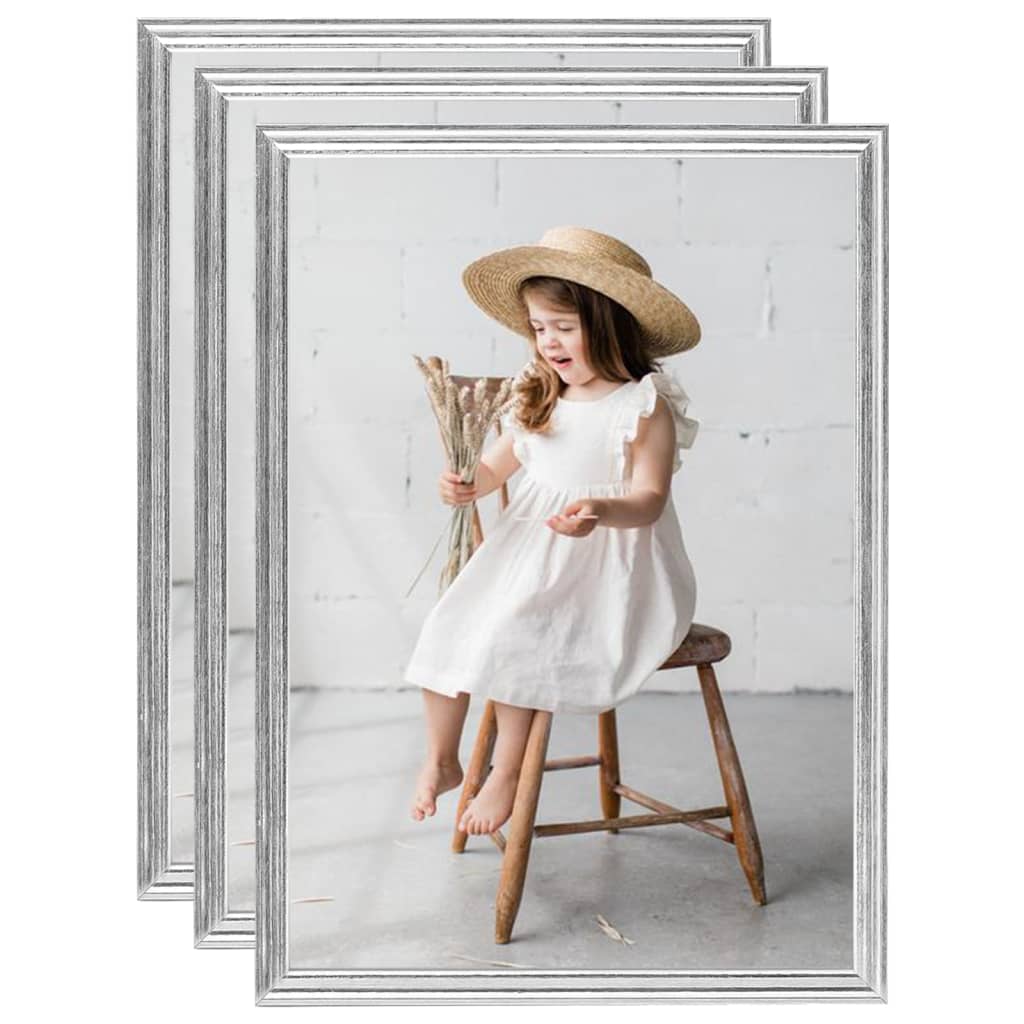 vidaXL Photo Frames Collage 3 pcs for Table Silver 18x24cm MDF