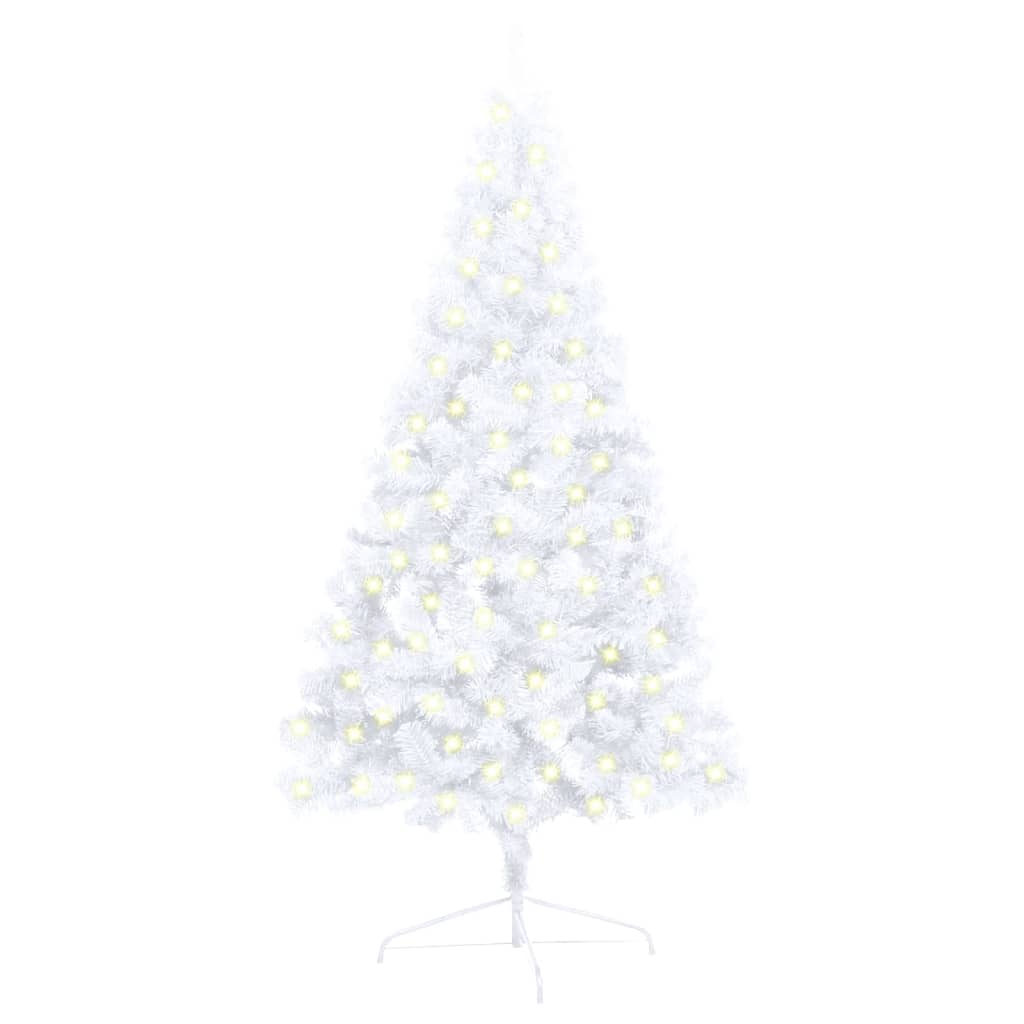 vidaXL Artificial Half Pre-lit Christmas Tree with Stand White 120 cm PVC