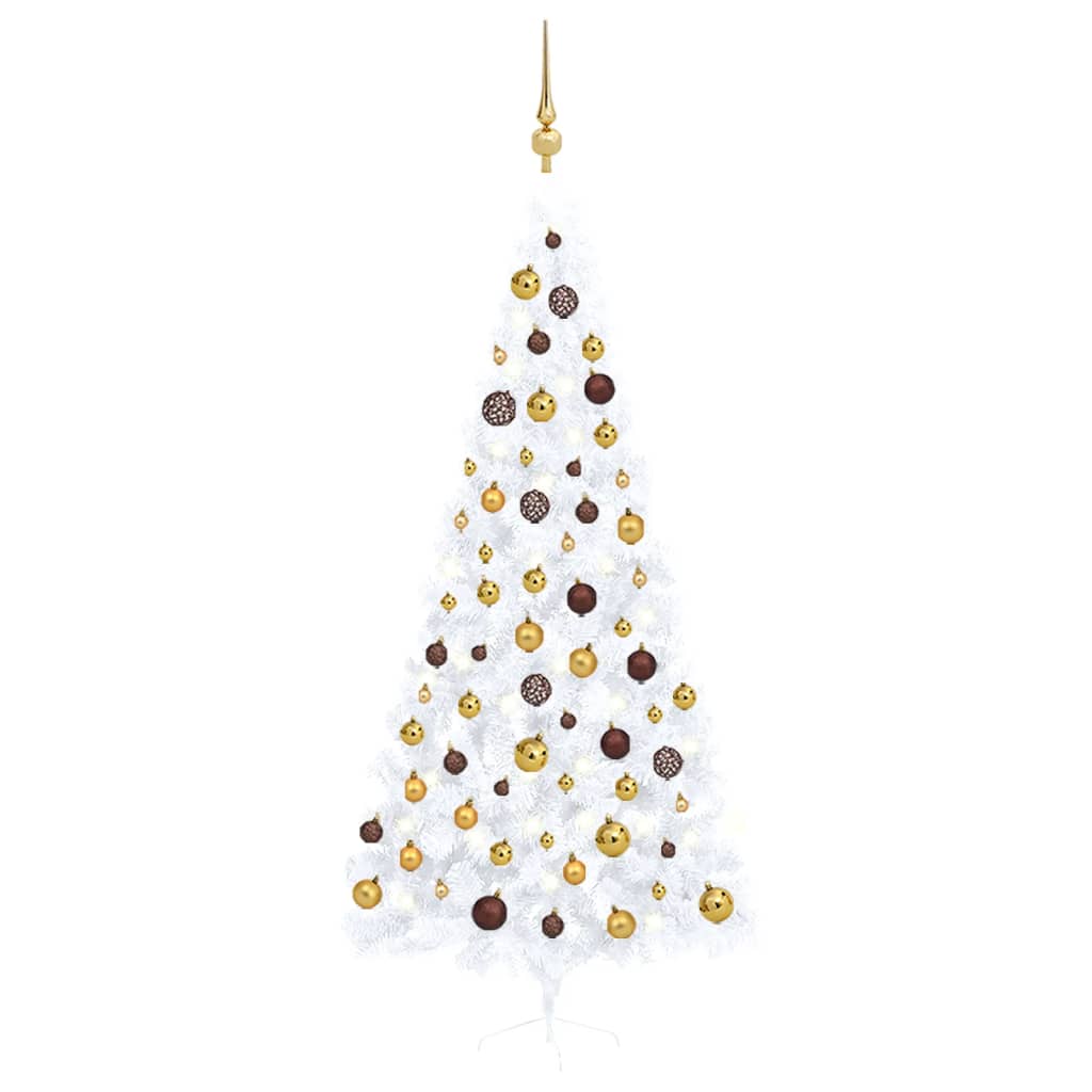 vidaXL Artificial Half Pre-lit Christmas Tree with Ball Set White 240 cm