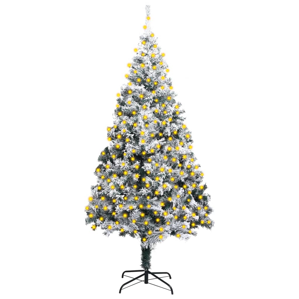 vidaXL Artificial Pre-lit Christmas Tree with Flocked Snow Green 400cm PVC