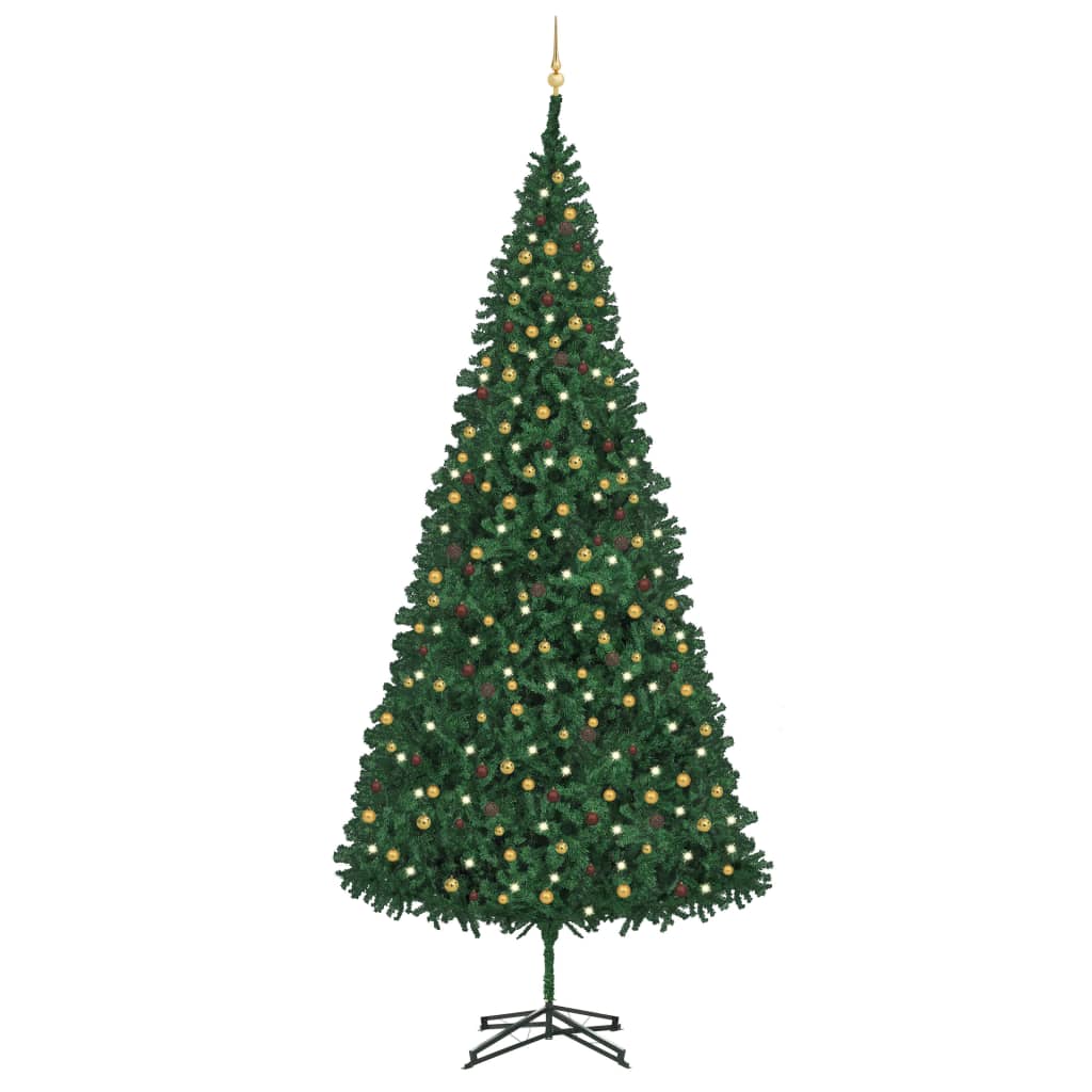 vidaXL Artificial Pre-lit Christmas Tree with Ball Set 500 cm Green