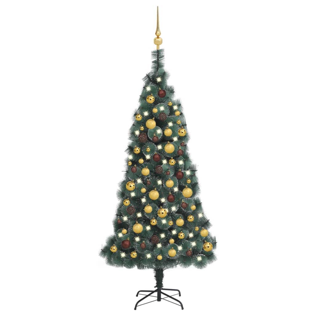 vidaXL Artificial Christmas Tree LEDs&Ball Set Green 150 cm PVC&PE