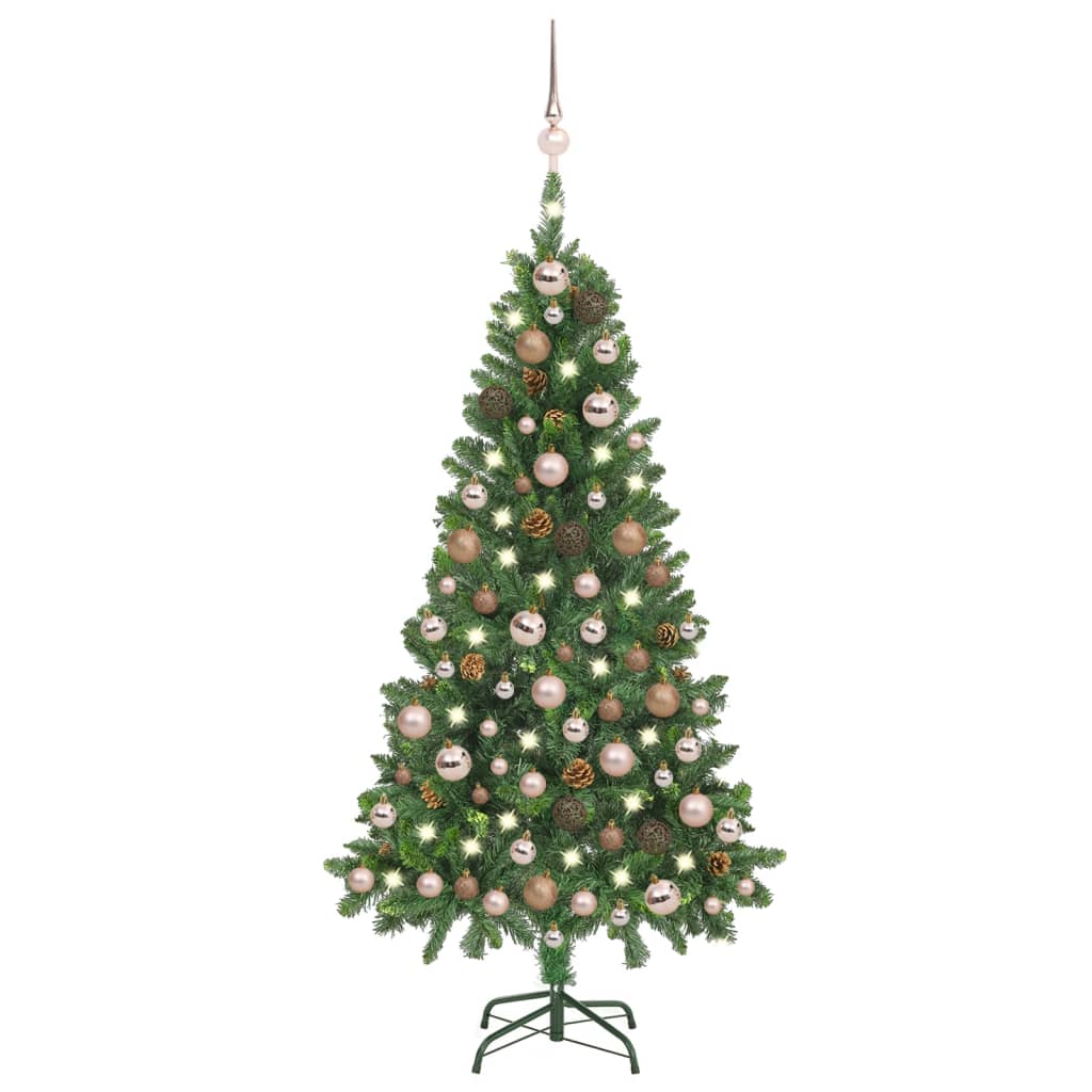 vidaXL Artificial Pre-lit Christmas Tree with Ball Set&Pine Cones 150 cm