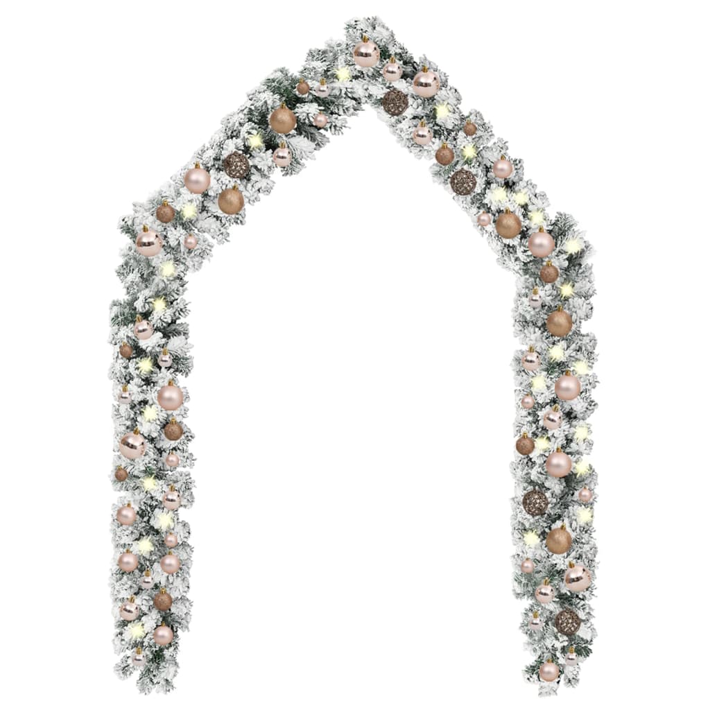 vidaXL Christmas Garland with LEDs&Ball Set Green 5 m PVC