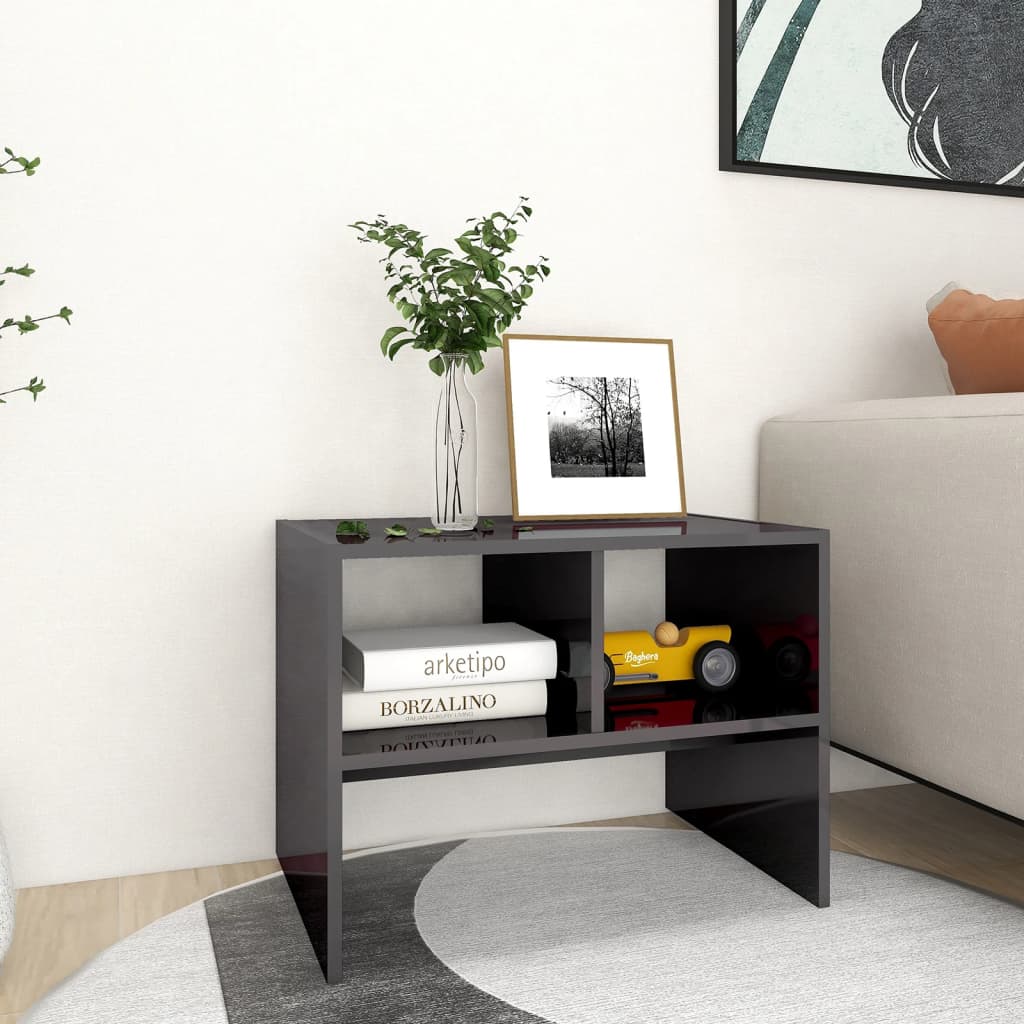 vidaXL Side Table High Gloss Grey 60x40x45 cm Engineered Wood
