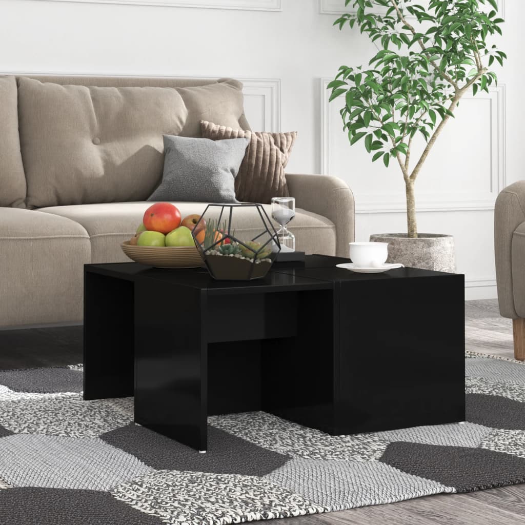 vidaXL Coffee Tables 4 pcs High Gloss Black 33x33x33 cm Engineered Wood