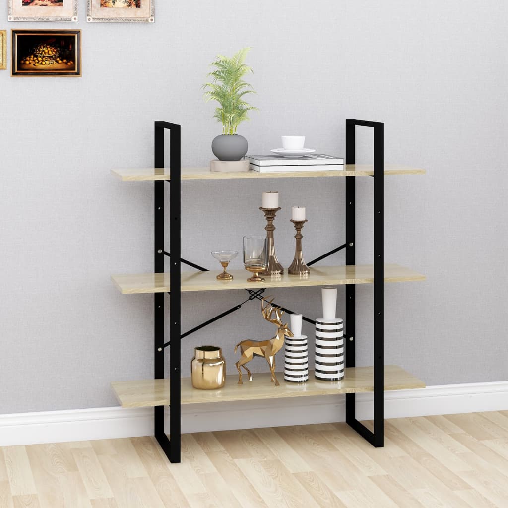 vidaXL Book Cabinet Sonoma Oak 100x30x105 cm Engineered Wood