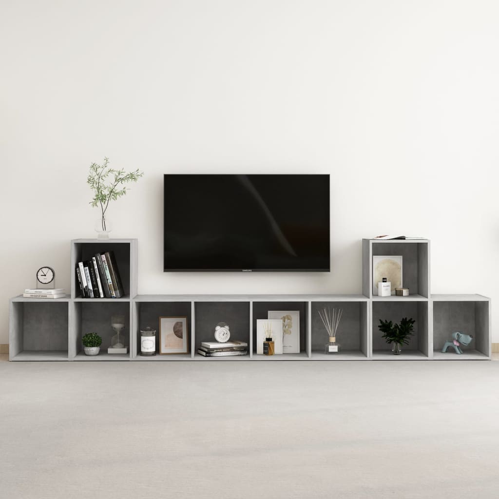 vidaXL 5 Piece TV Cabinet Set Concrete Grey Engineered Wood