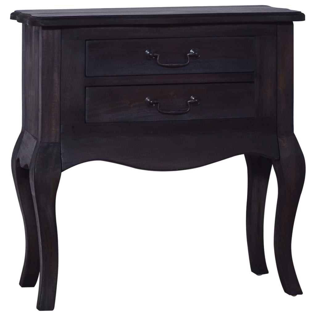 vidaXL Side Table with Drawers Black 60x30x60 cm Solid Wood Mahogany