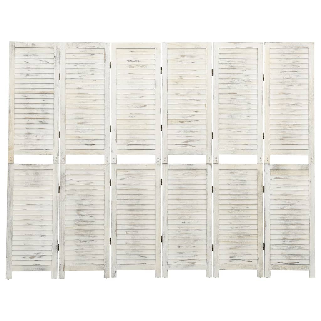 vidaXL 6-Panel Room Divider Antique White 215x166 cm Solid Wood