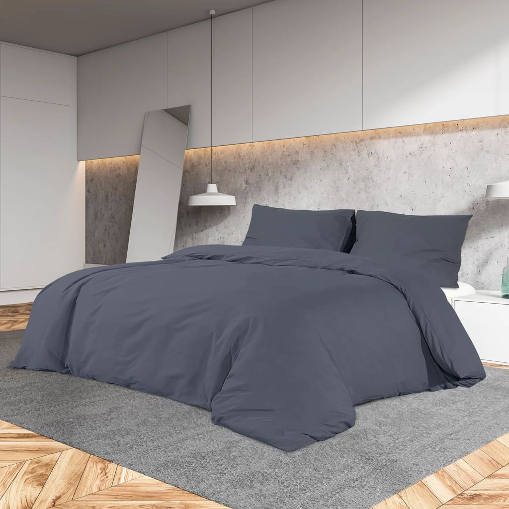vidaXL Duvet Cover Set Anthracite 225x220 cm Light-weight Microfiber