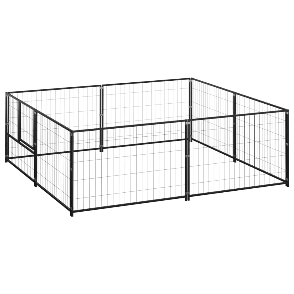 vidaXL Dog Kennel Black 4 mŒ_ Steel