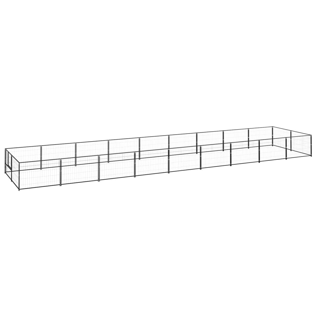 vidaXL Dog Kennel Black 18 mŒ_ Steel