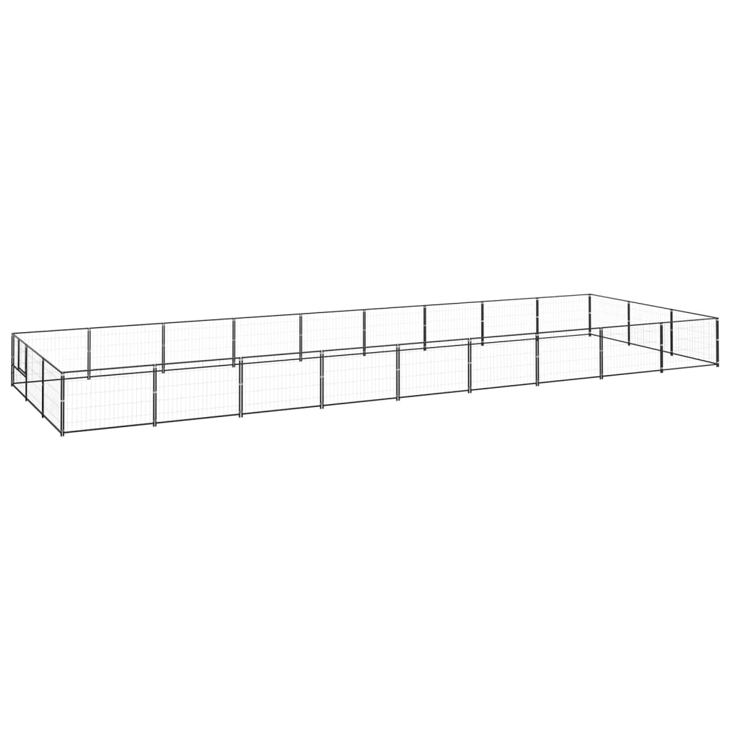 vidaXL Dog Kennel Black 27 mŒ_ Steel