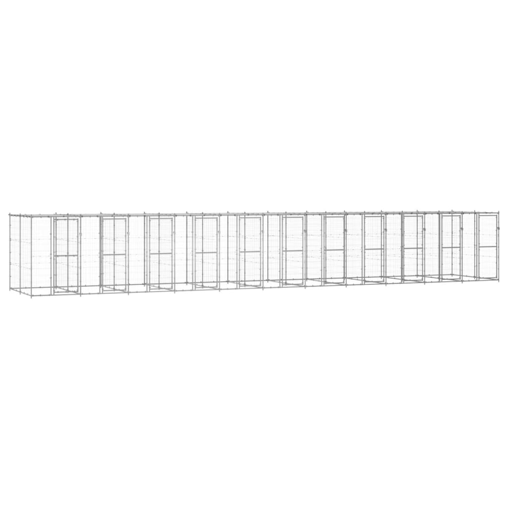 vidaXL Outdoor Dog Kennel Galvanised Steel with Roof 26.62 mŒ_