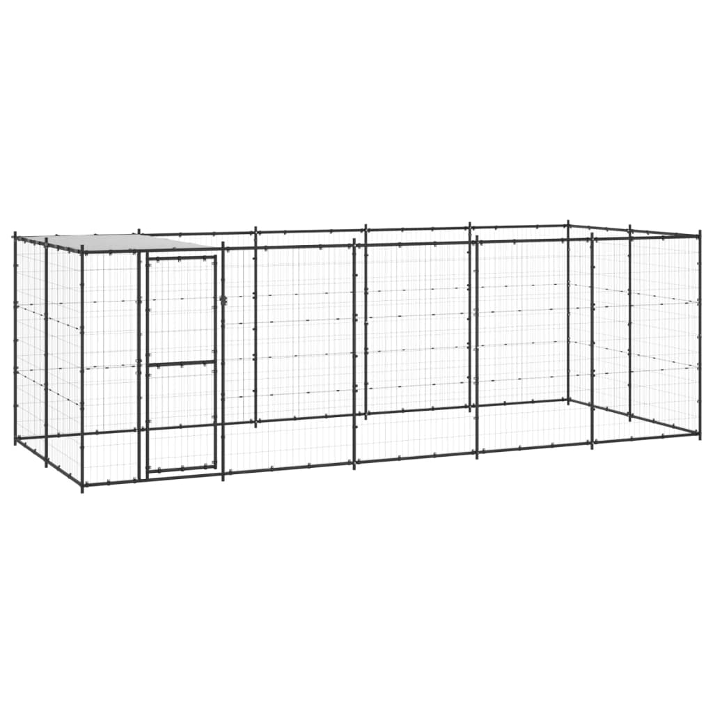 vidaXL Outdoor Dog Kennel Steel with Roof 12.1 mŒ_