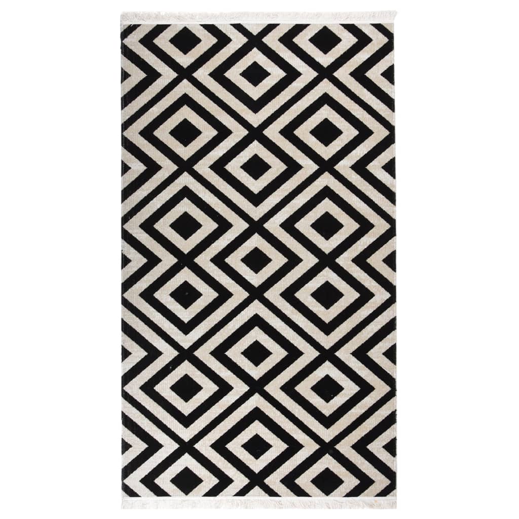 vidaXL Outdoor Rug Flatweave 115x170 cm Black and Beige