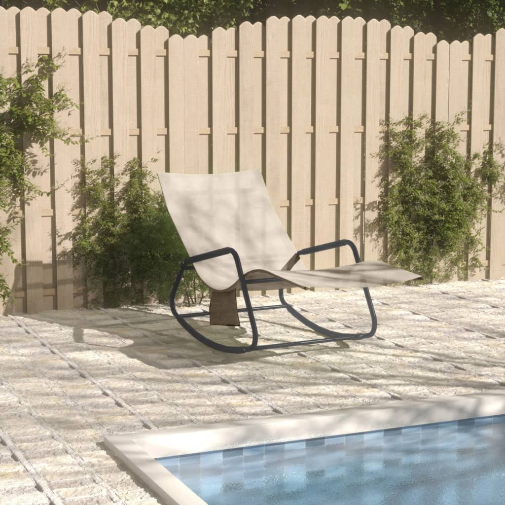 vidaXL Sun Lounger Steel and Textilene Cream