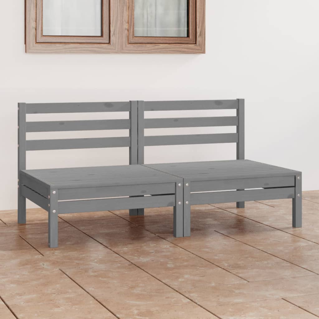 vidaXL Garden 2-Seater Sofa Grey Solid Pinewood