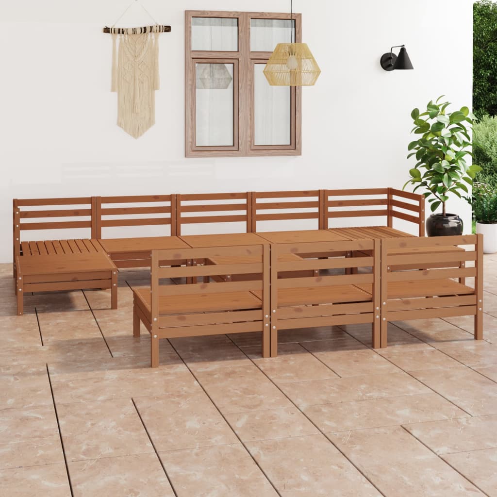vidaXL 11 Piece Garden Lounge Set Honey Brown Solid Wood Pine
